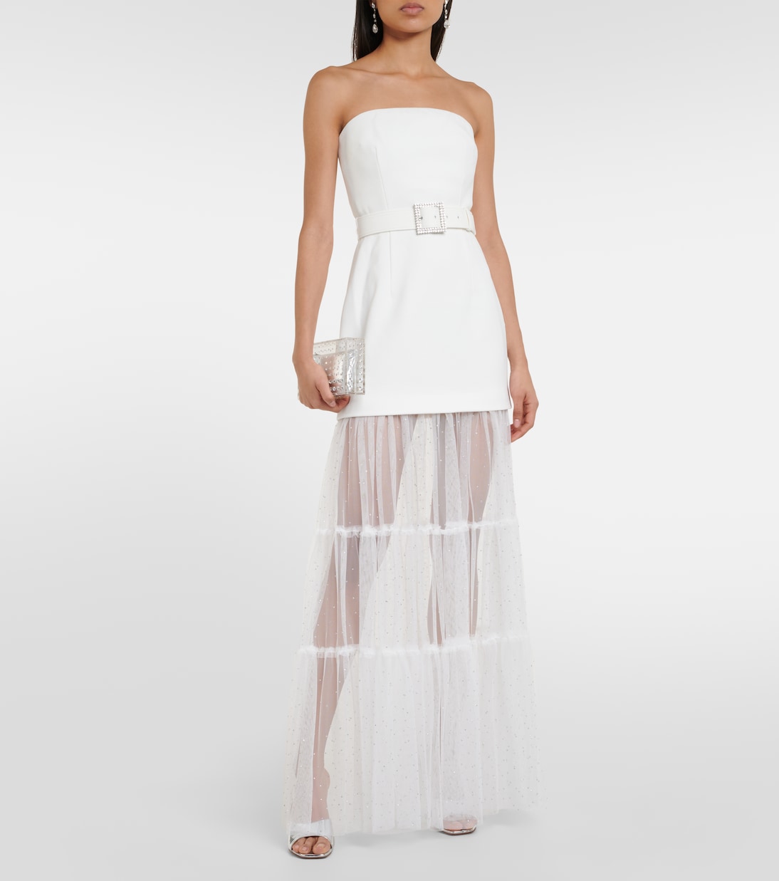 Robe longue de mariée Mirabella en tulle et crêpe | Rebecca Vallance