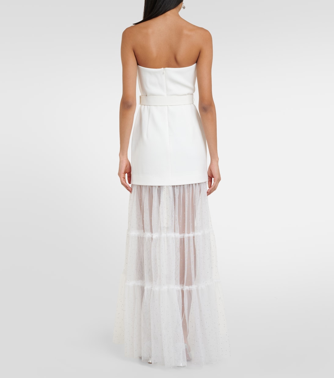 Robe longue de mariée Mirabella en tulle et crêpe | Rebecca Vallance