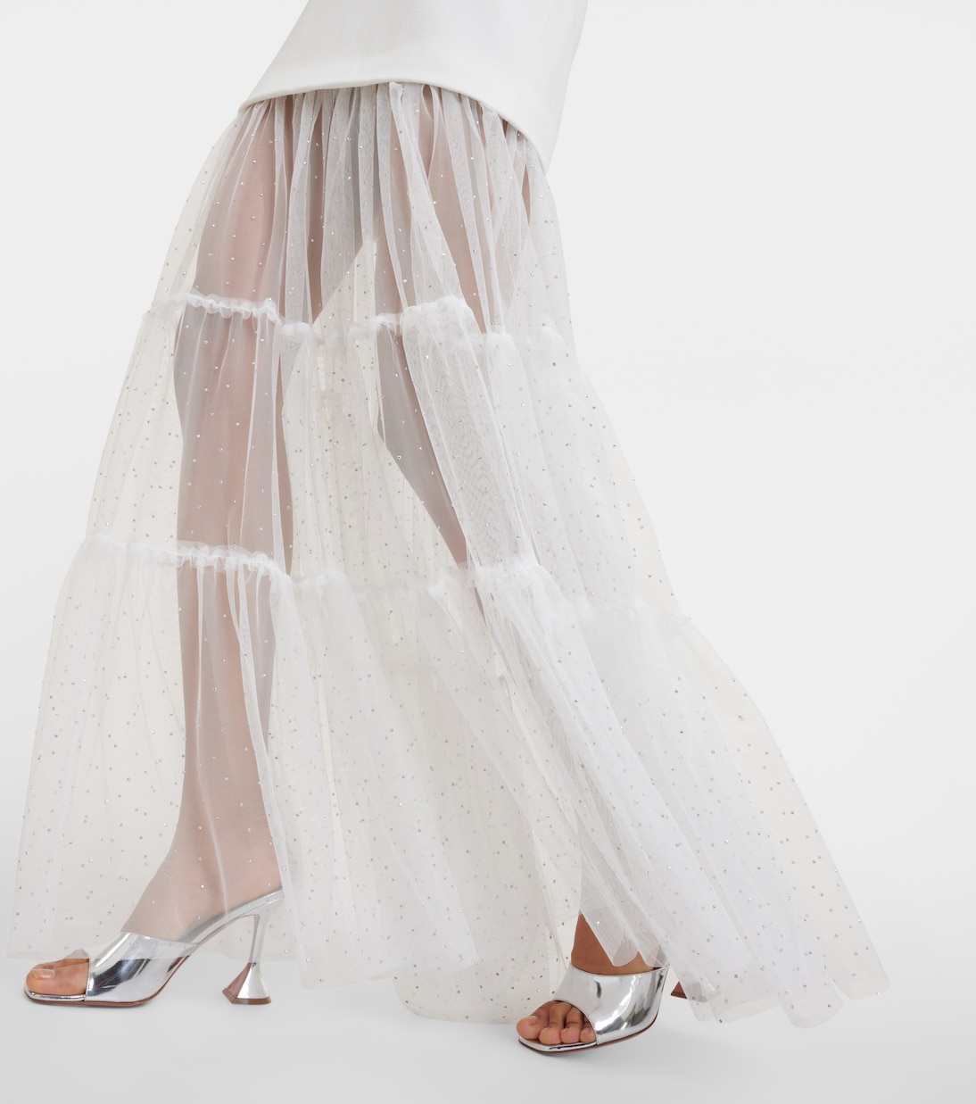 Robe longue de mariée Mirabella en tulle et crêpe | Rebecca Vallance