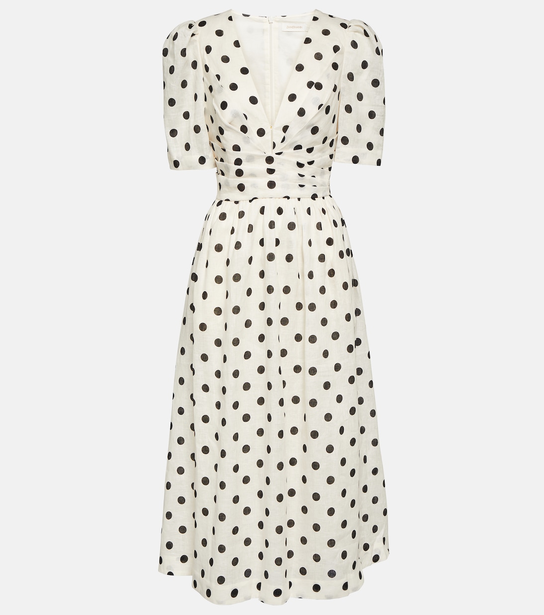 Abito midi Crush in lino a pois | Zimmermann