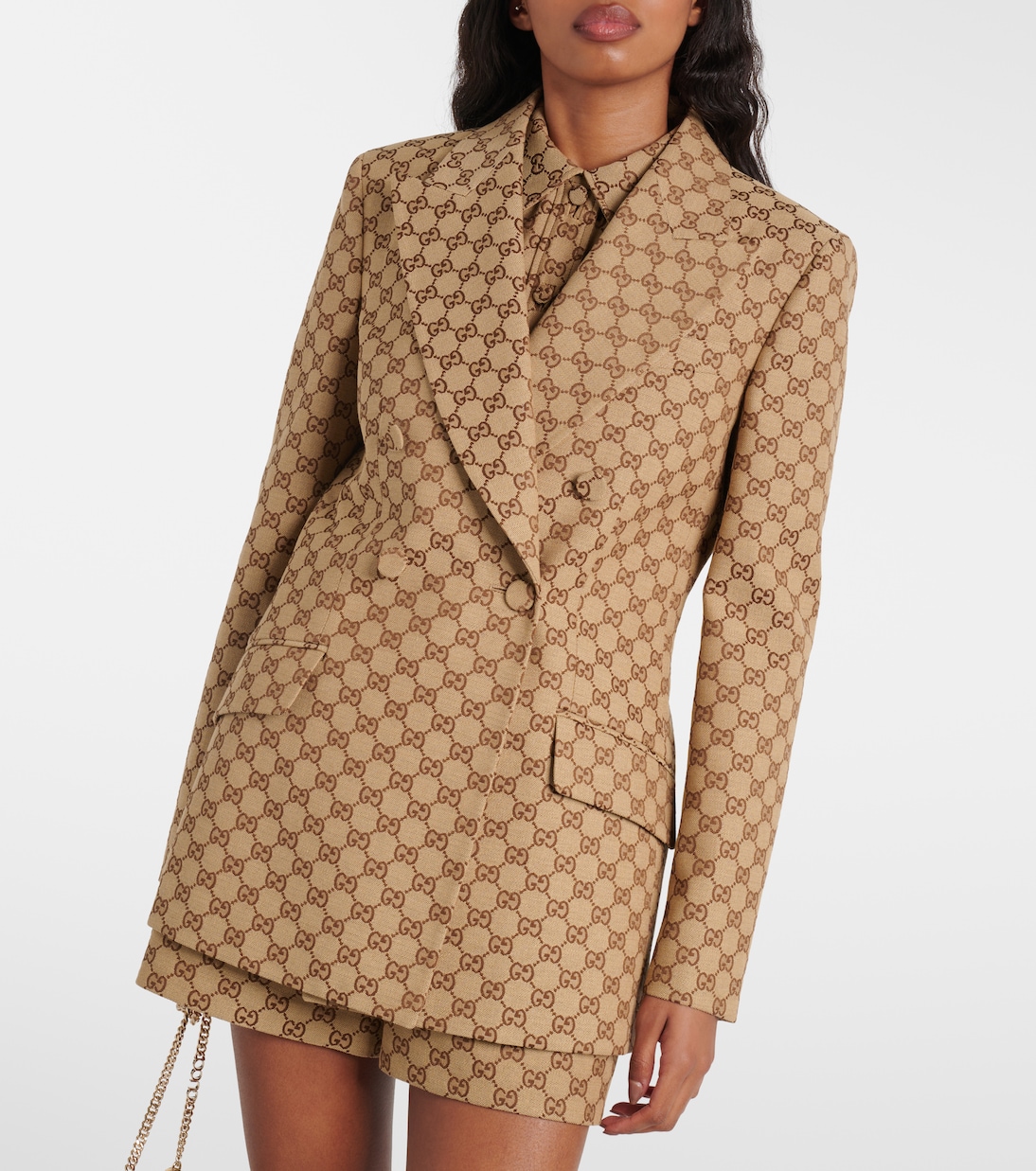 GG Canvas double breasted blazer in beige Gucci Mytheresa