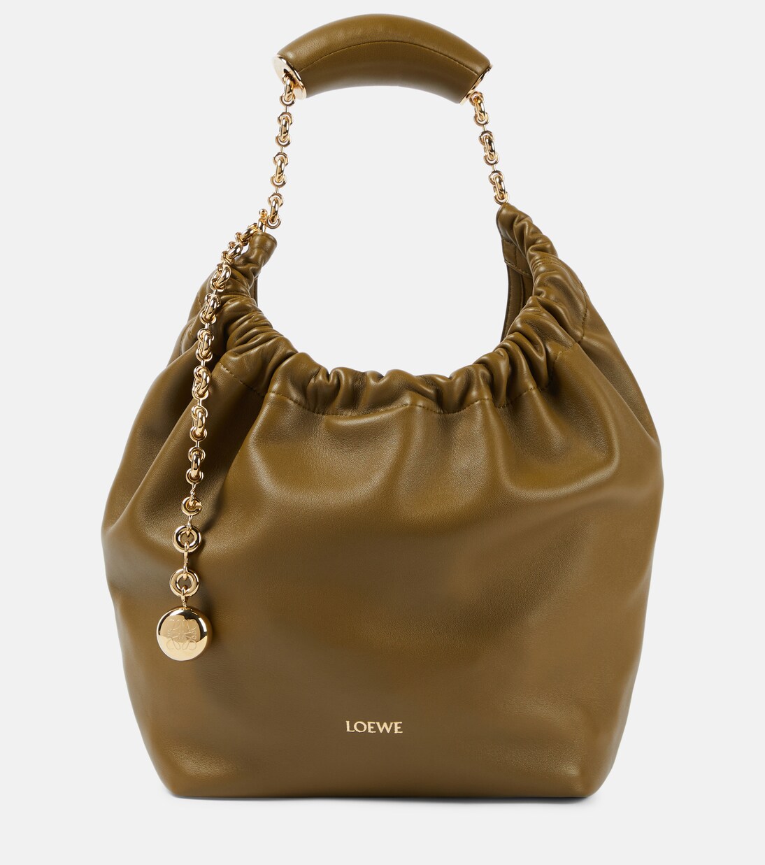 Squeeze Small leather shoulder bag in green - Loewe | Mytheresa