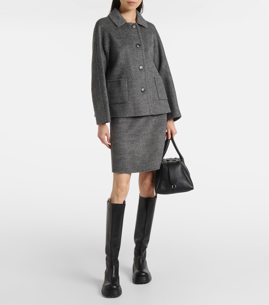 Stone houndstooth wool and mohair-blend miniskirt | 'S Max Mara