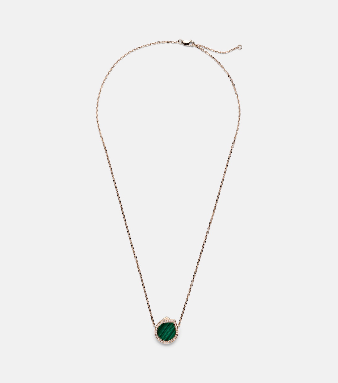 Collana con pendente in oro rosa 18kt REPOSSI Antifer, dettagli in malachite e diamanti, design giovane e moderno