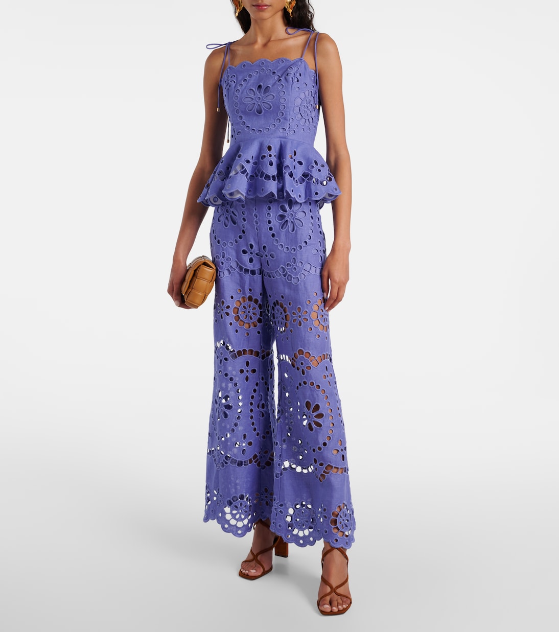 Pop embroidered peplum linen top | Zimmermann