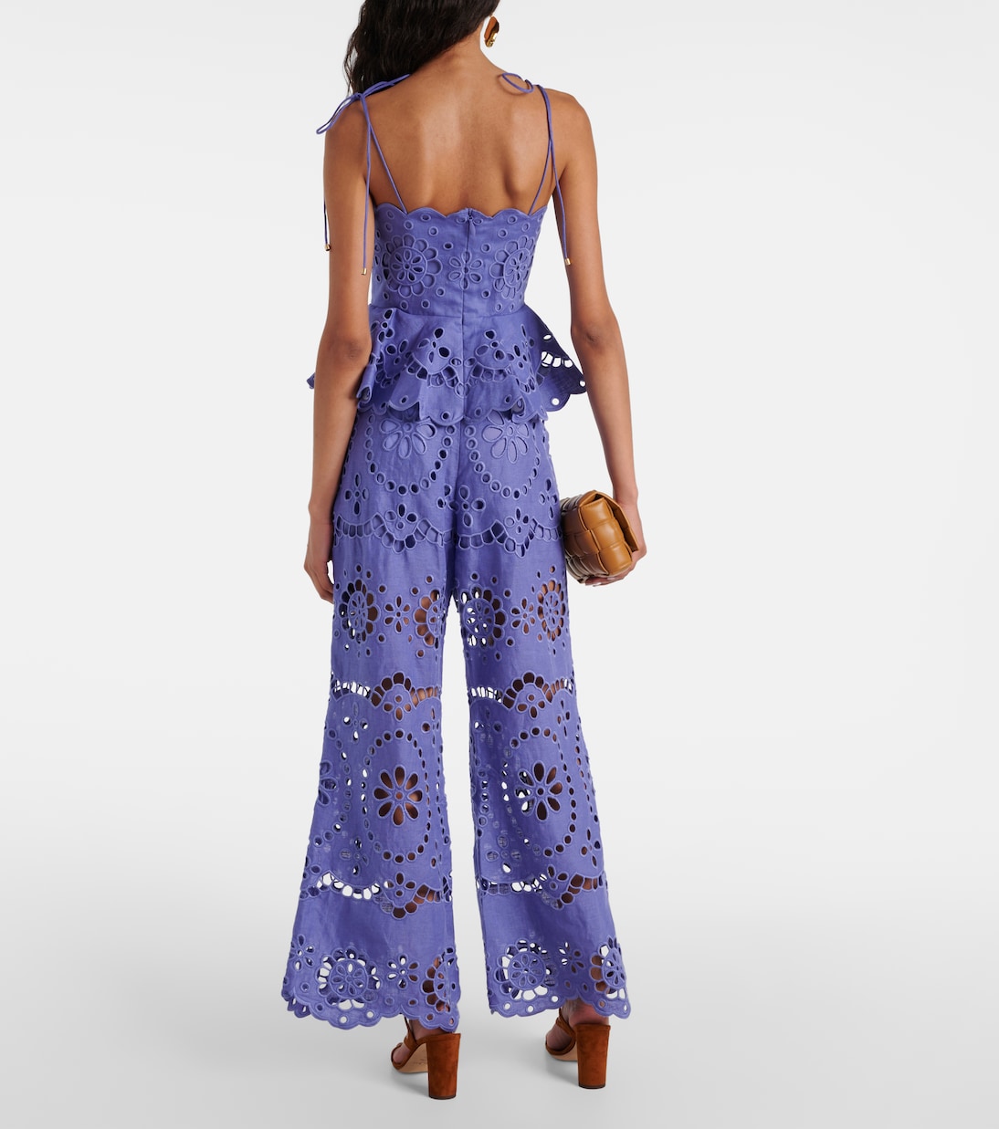 Pop embroidered peplum linen top | Zimmermann