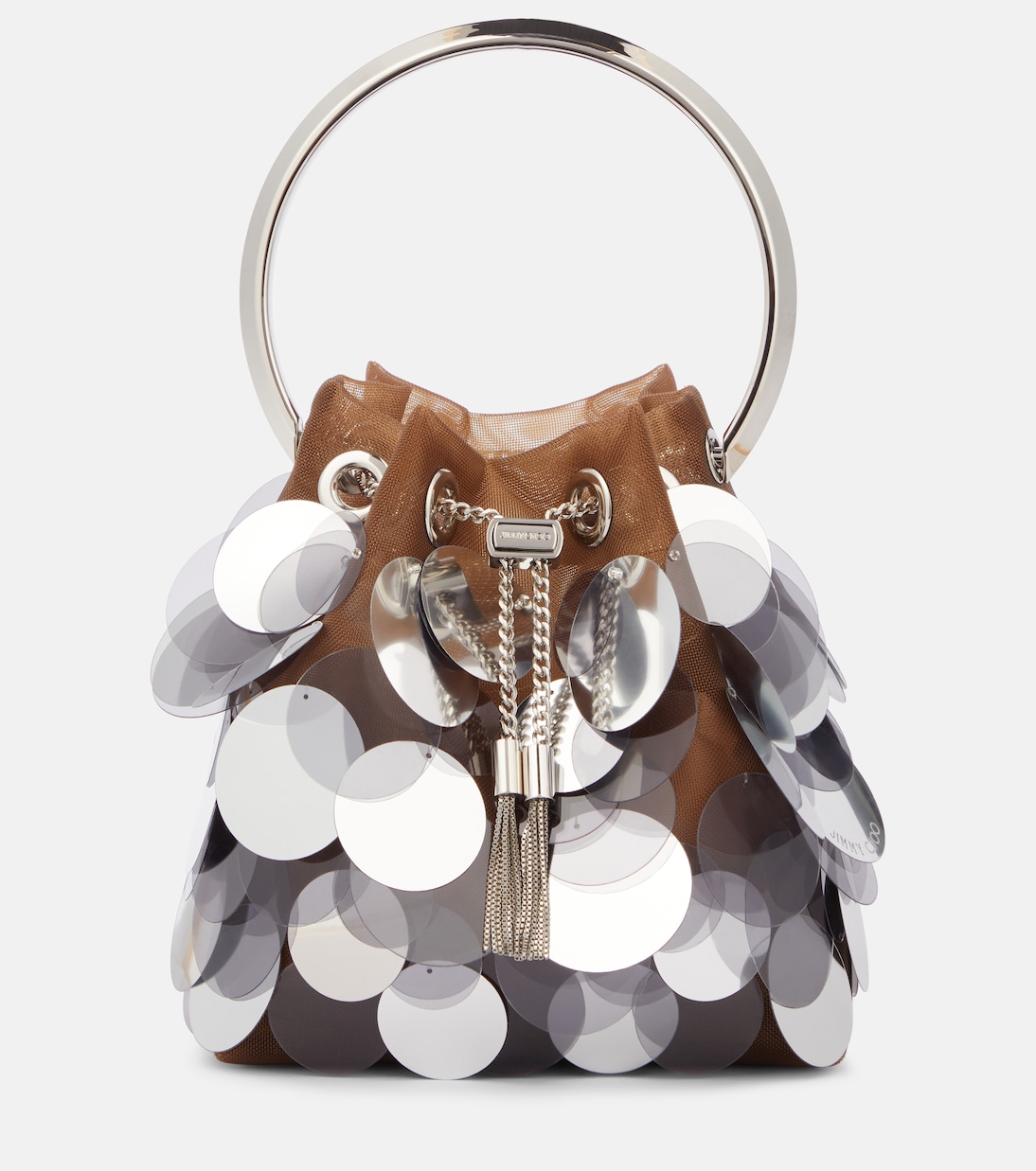 Bon Bon sequined mesh bucket bag | Jimmy Choo