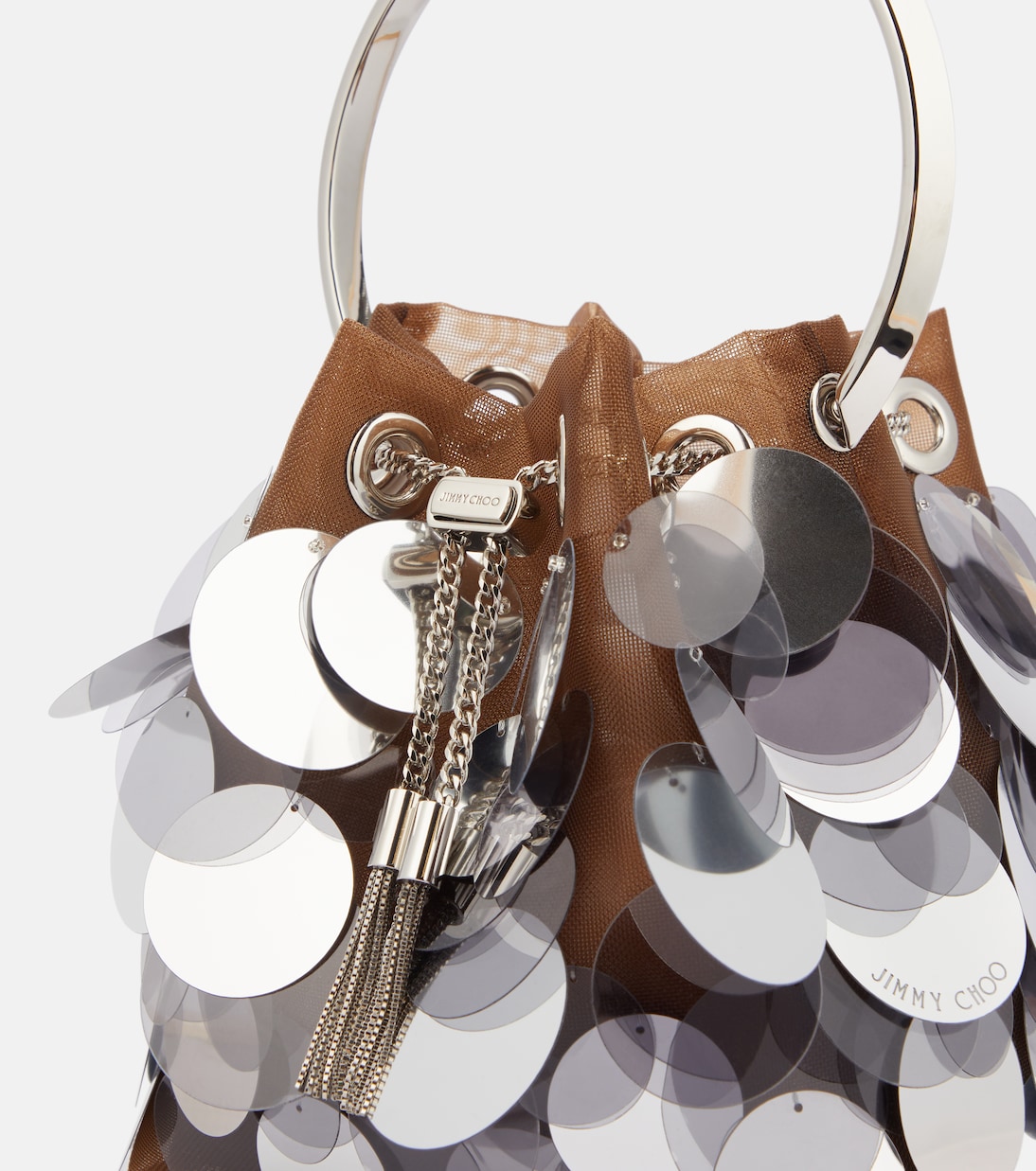 Bon Bon sequined mesh bucket bag | Jimmy Choo