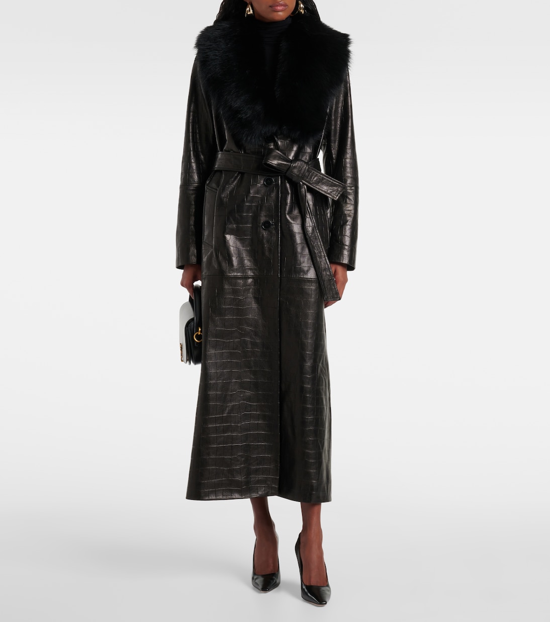 Manteau Dakota en cuir et shearling | Nour Hammour