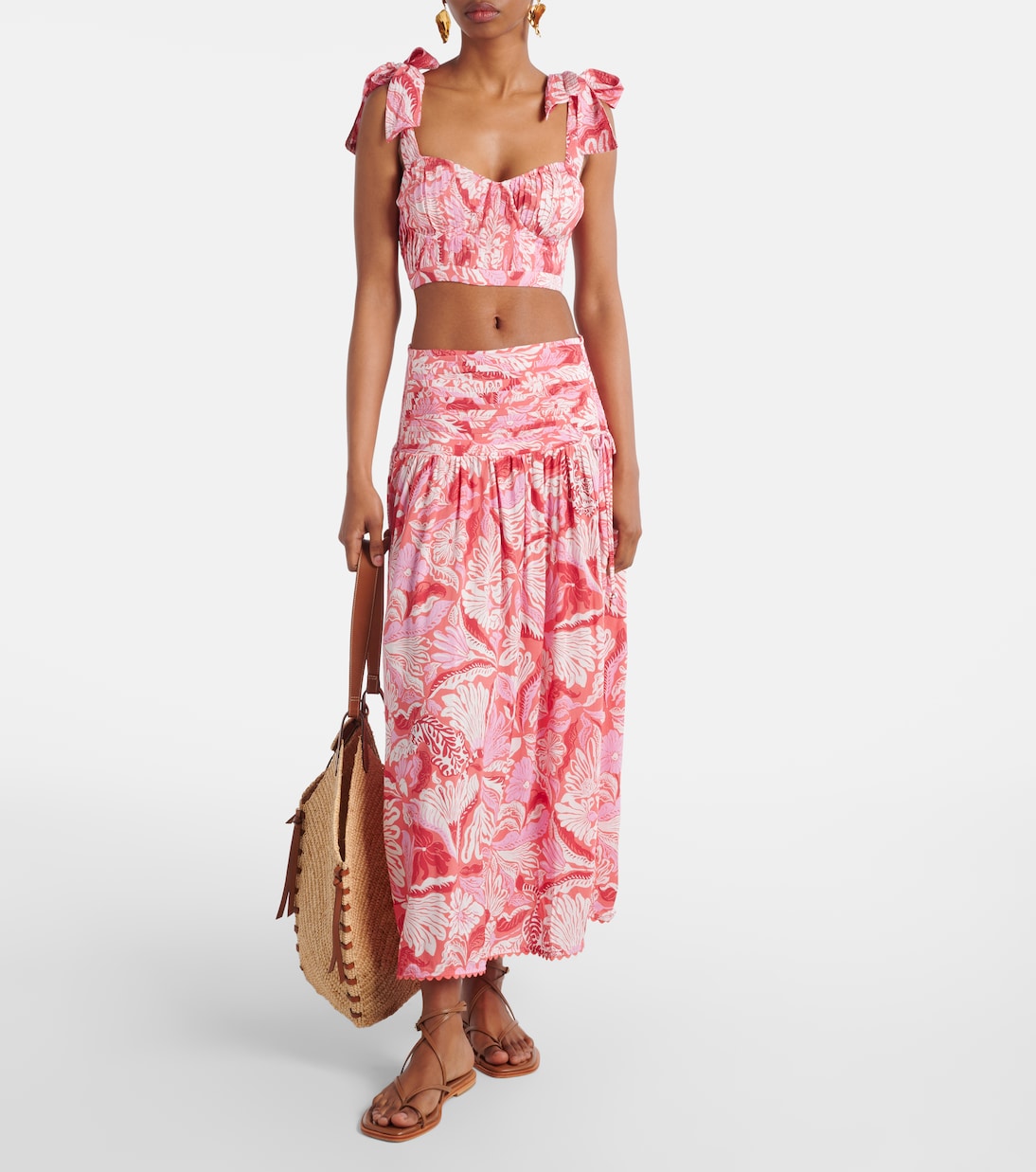 Falda midi Carla plisada estampada | Poupette St Barth