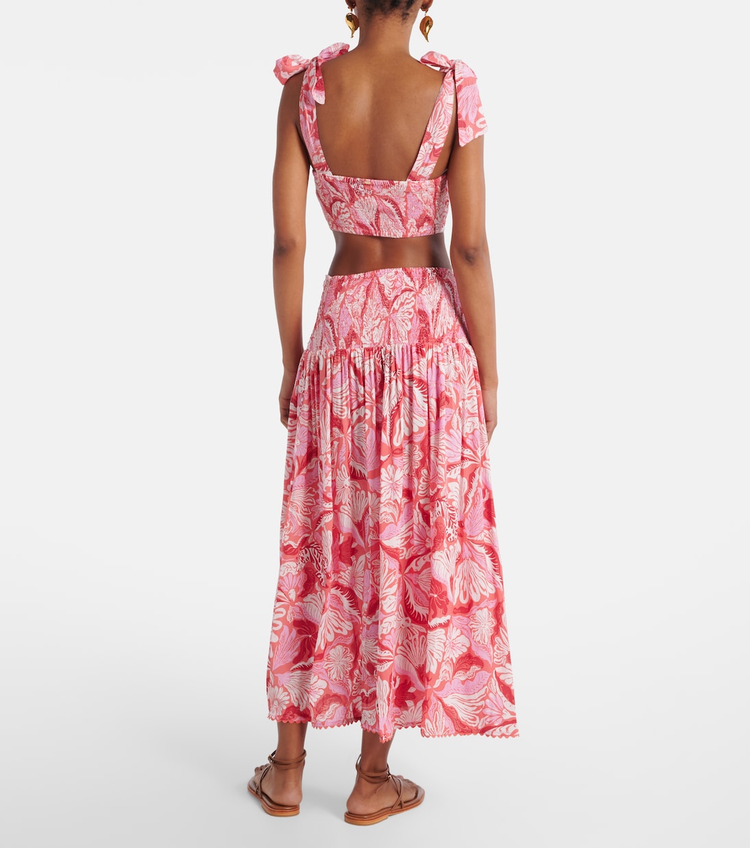 Falda midi Carla plisada estampada | Poupette St Barth