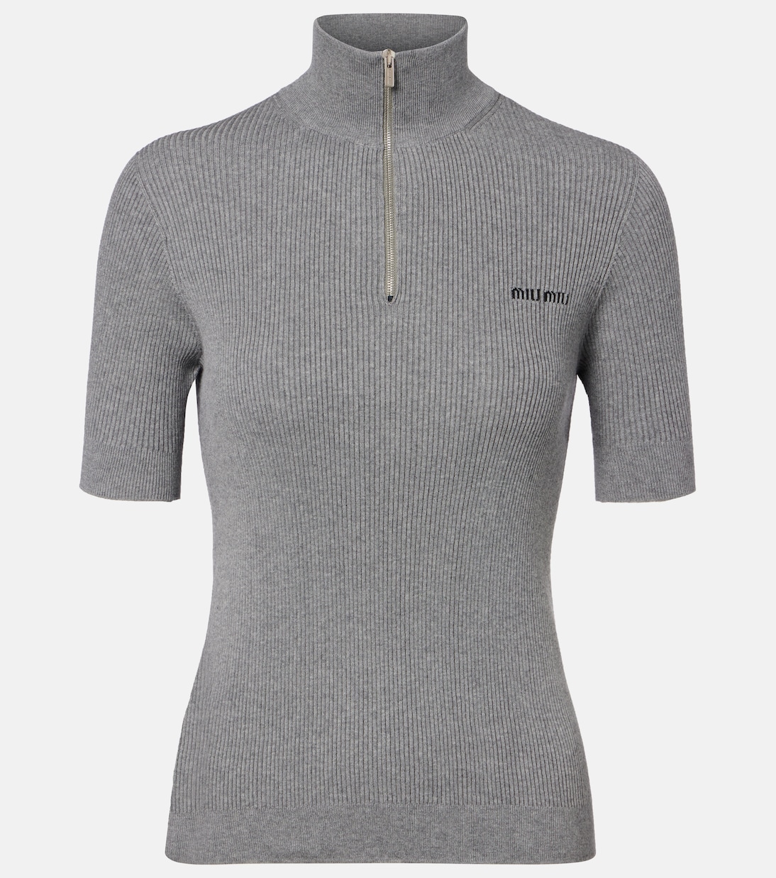 Cotton half-zip sweater | Miu Miu