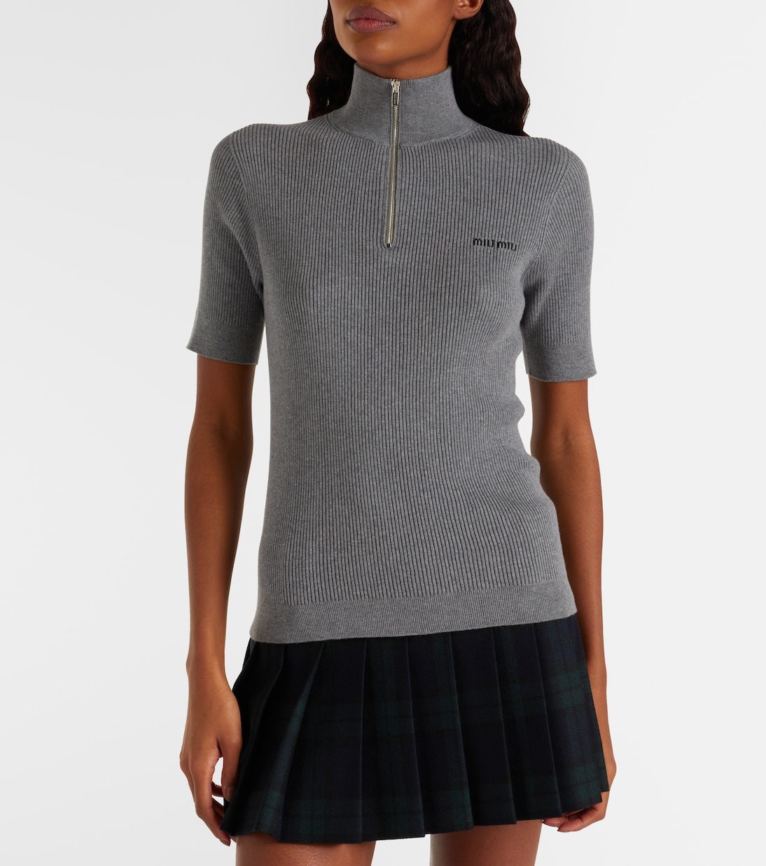 Cotton half-zip sweater | Miu Miu