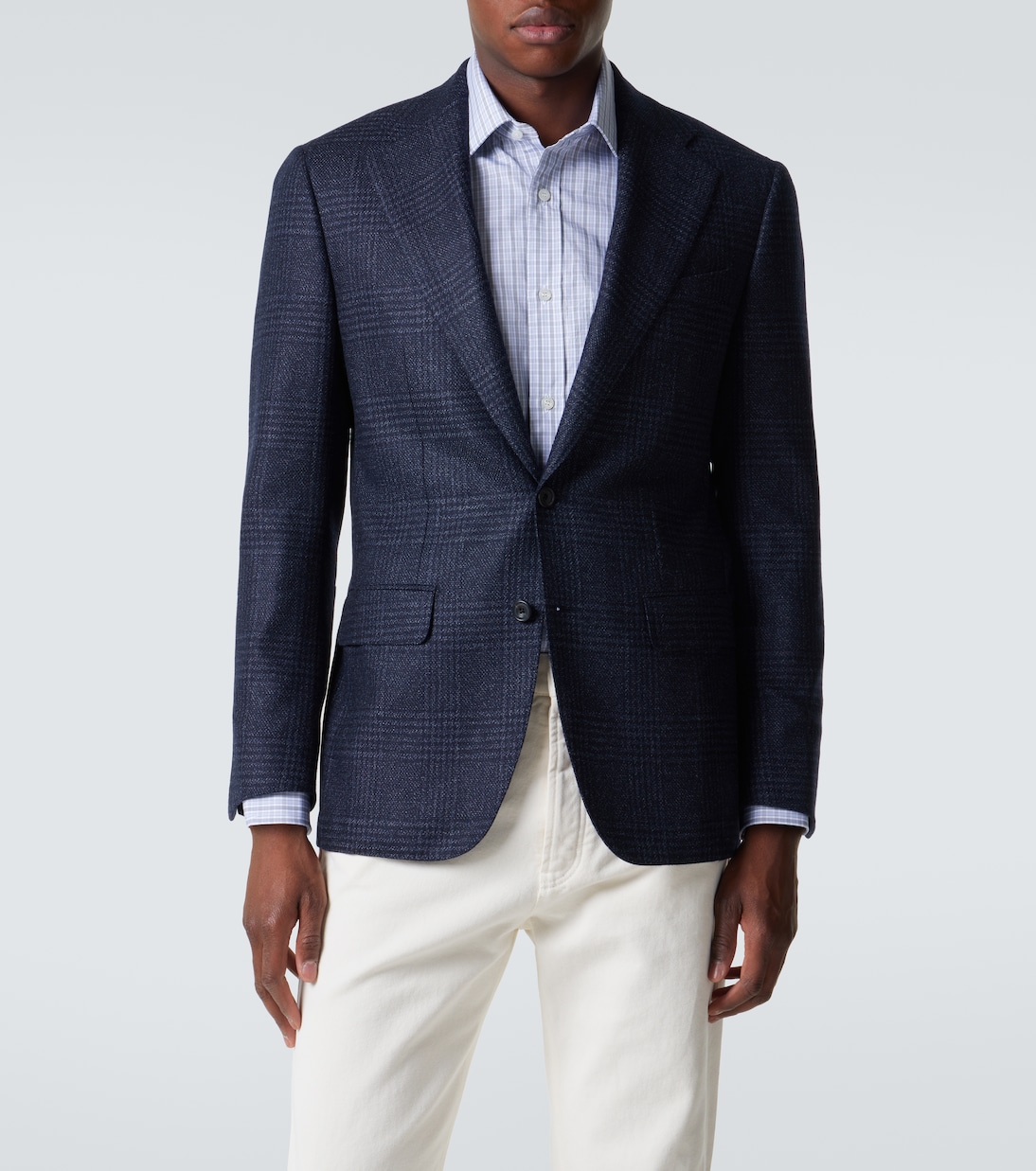 Blazer en laine et soie à carreaux | Thom Sweeney