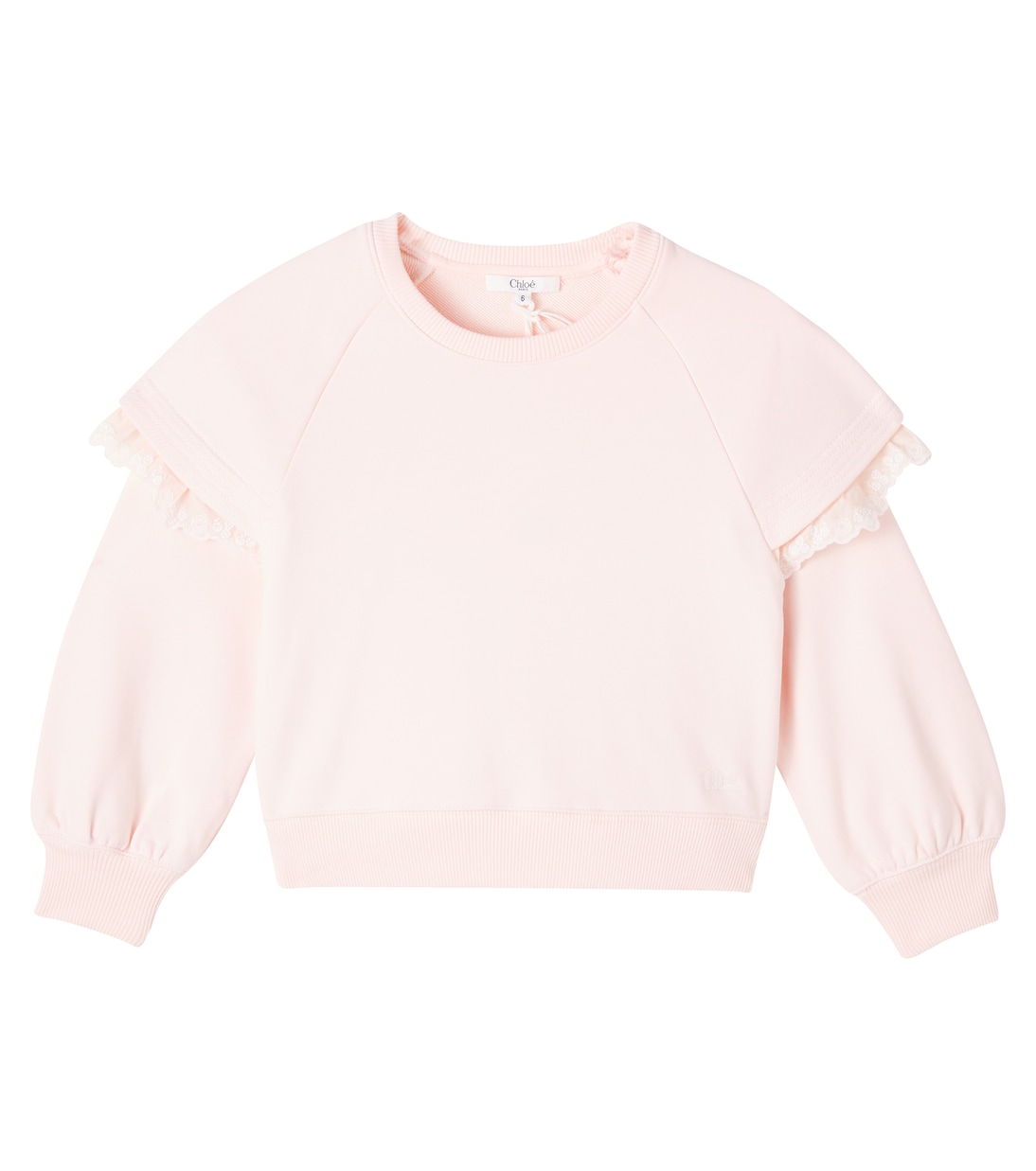 Sweat-shirt en coton et dentelle | Chloé Kids