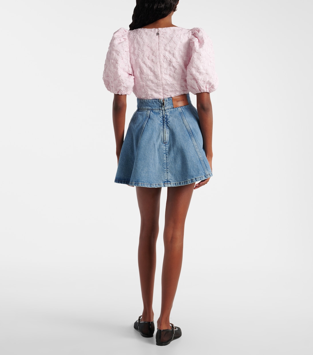 Pleated denim miniskirt | Rotate