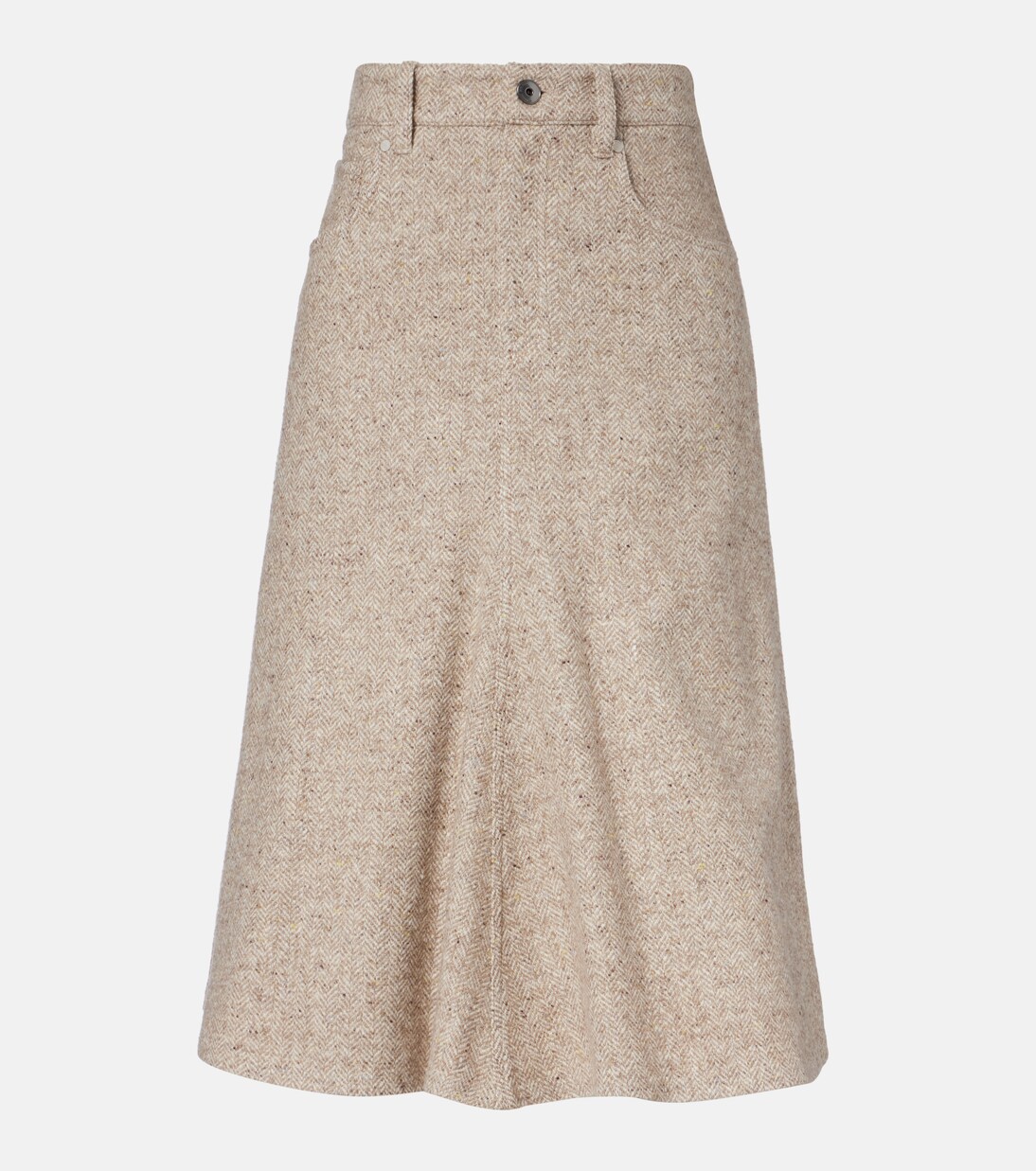 Monili wool and silk-blend midi skirt | Brunello Cucinelli