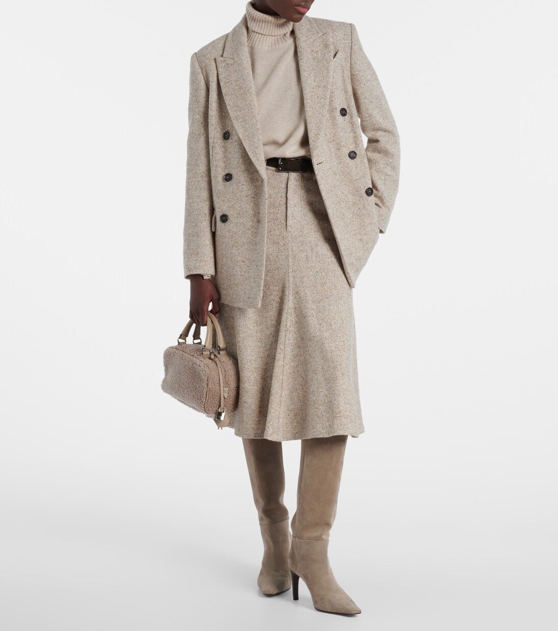 Monili wool and silk-blend midi skirt | Brunello Cucinelli