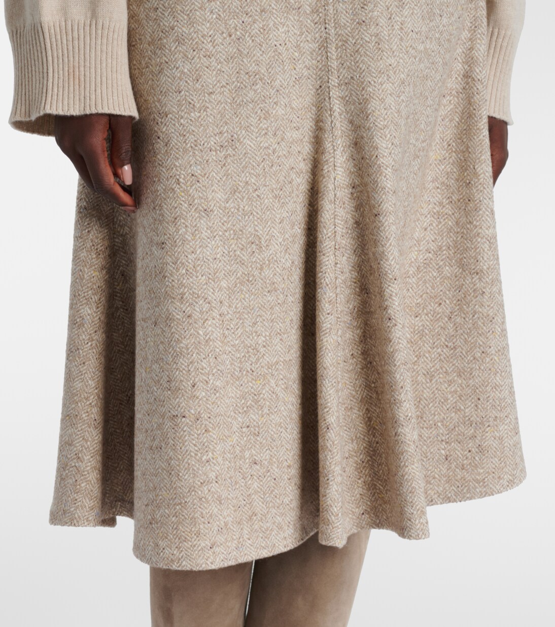 Monili wool and silk-blend midi skirt | Brunello Cucinelli