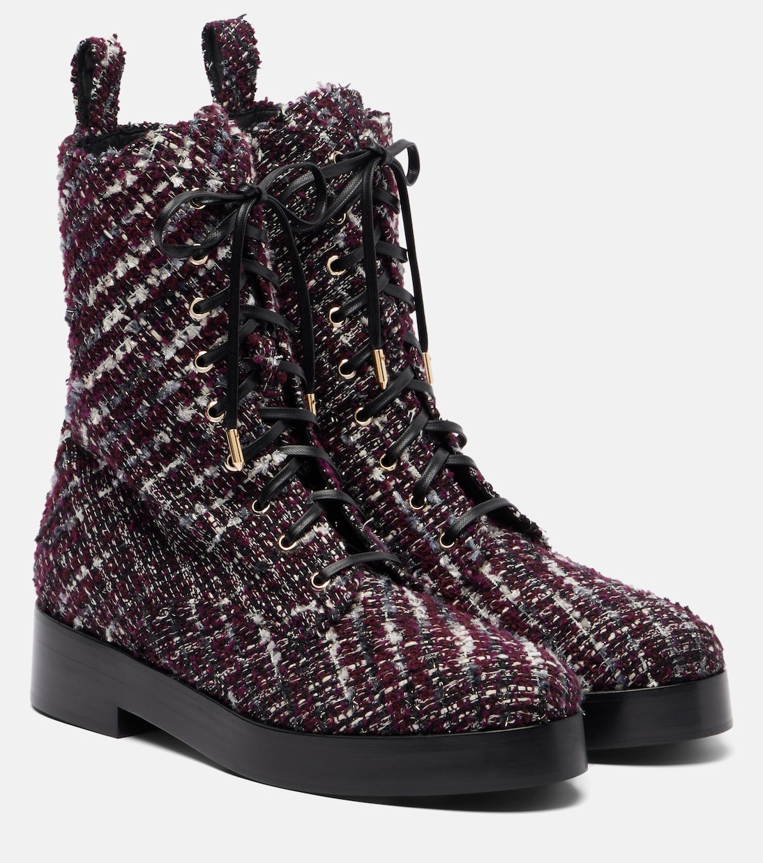 Ben 20 leather-trimmed tweed combat boots | Aquazzura