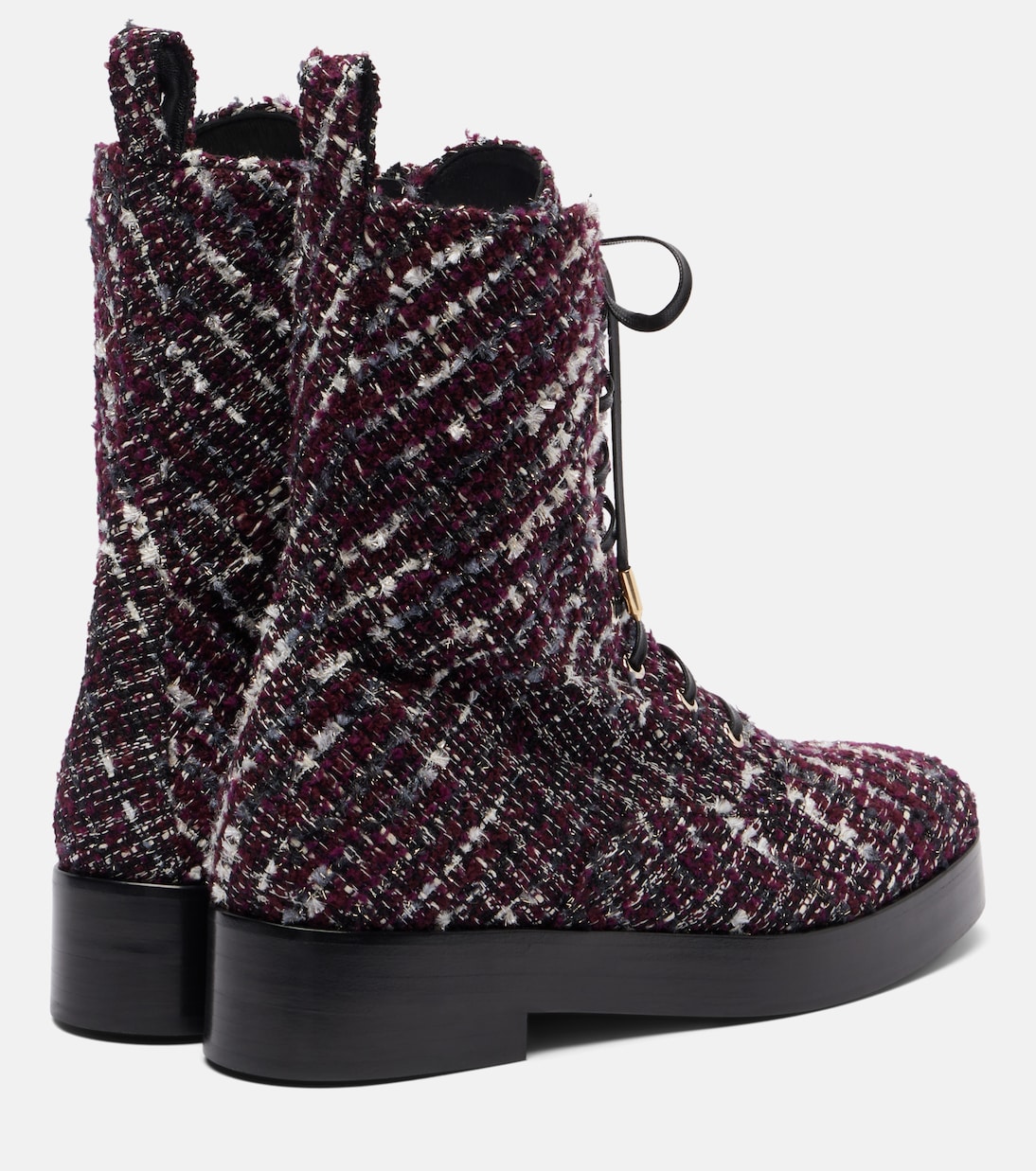 Ben 20 leather-trimmed tweed combat boots | Aquazzura