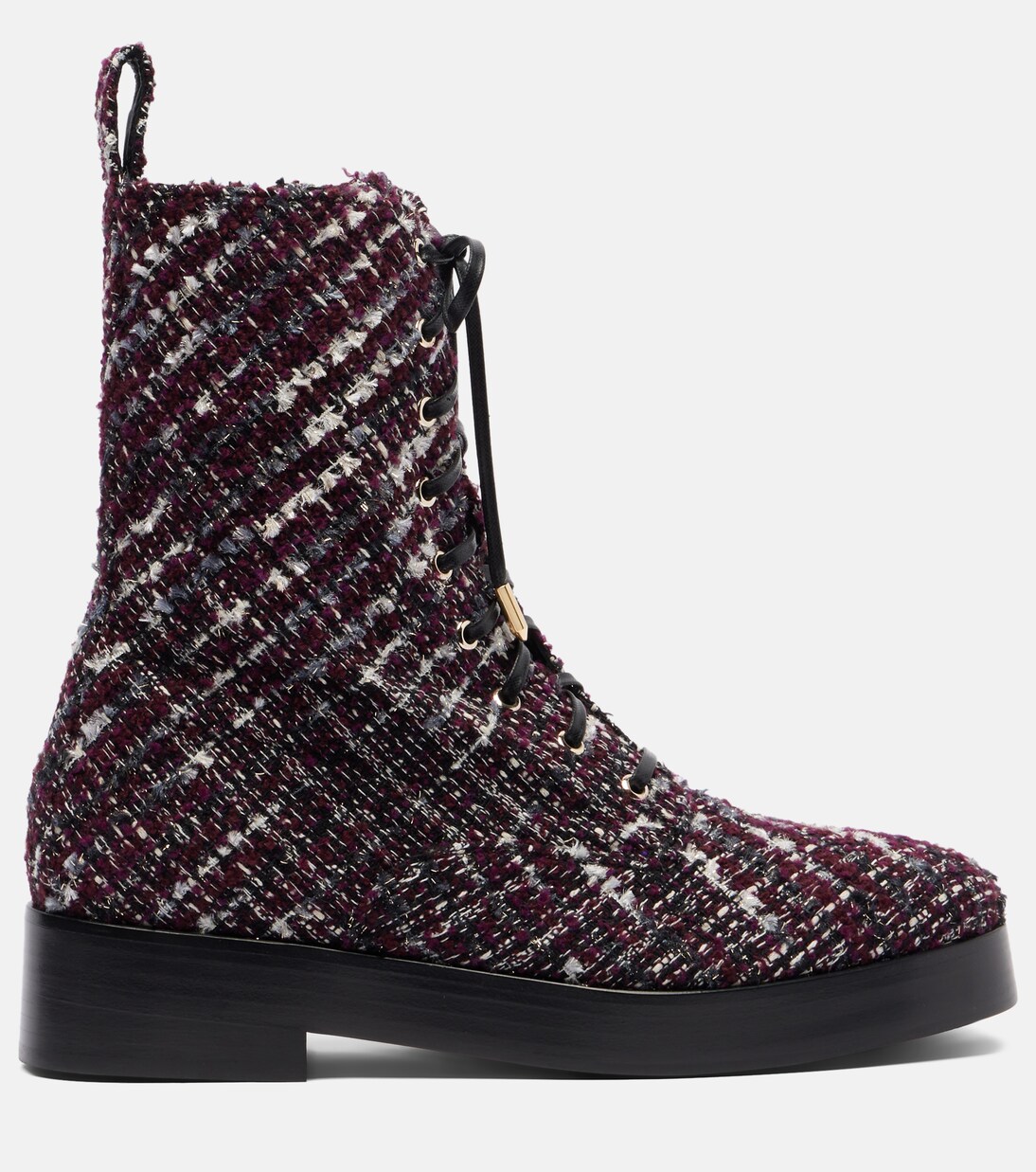 Ben 20 leather-trimmed tweed combat boots | Aquazzura