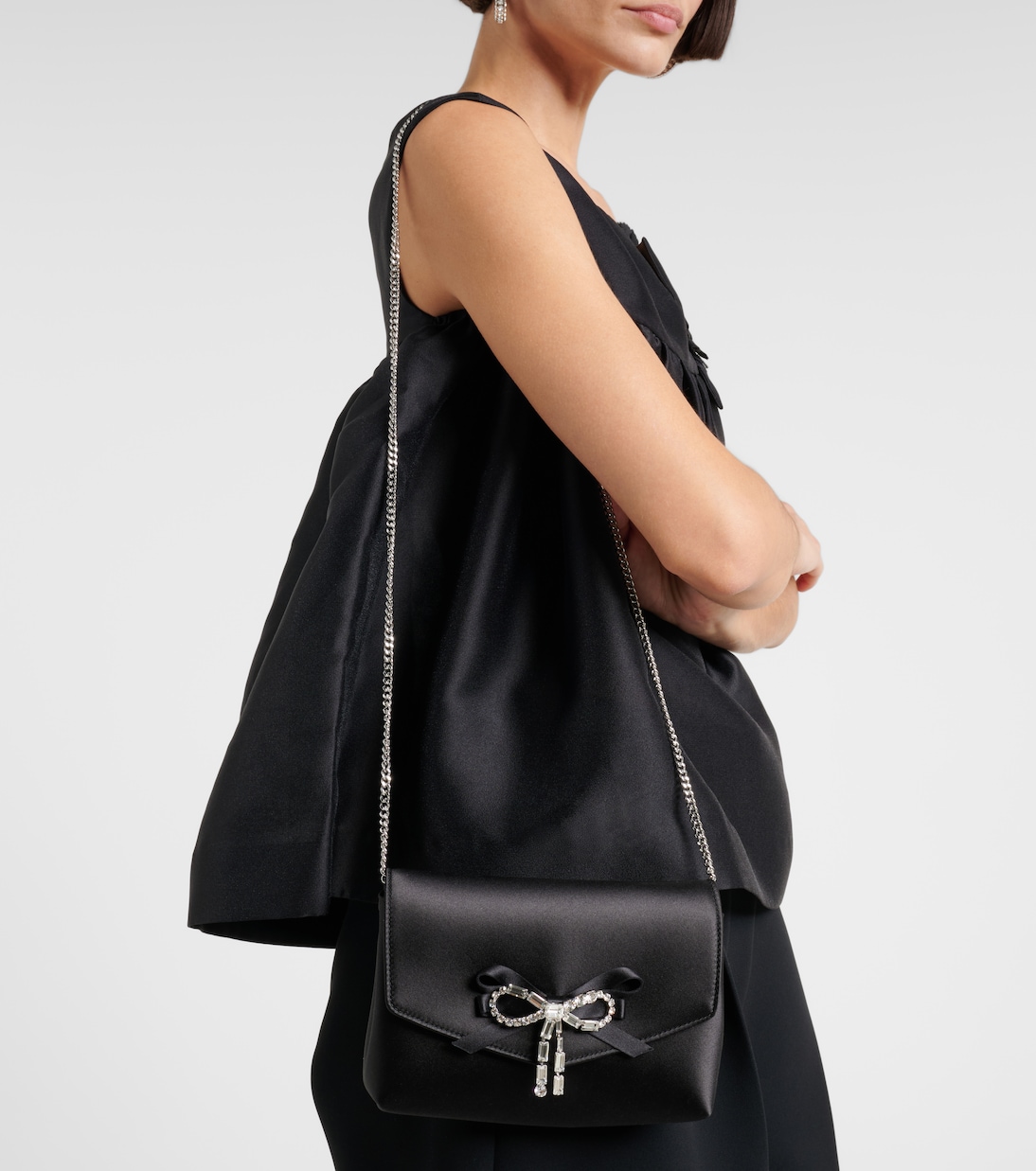 Soft Bow Mini embellished satin clutch | Jimmy Choo