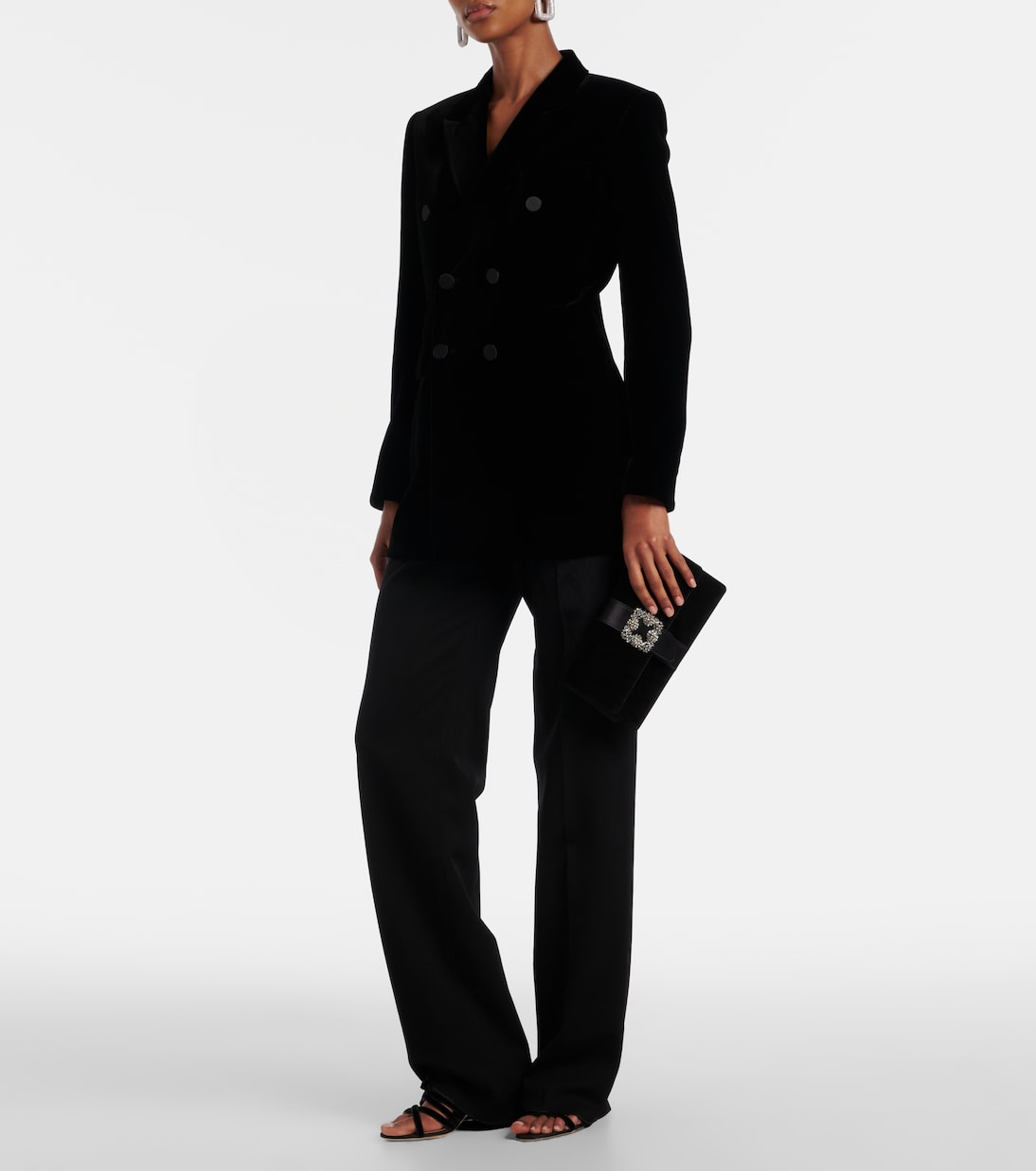 Clutch Capri de terciopelo adornado | Manolo Blahnik