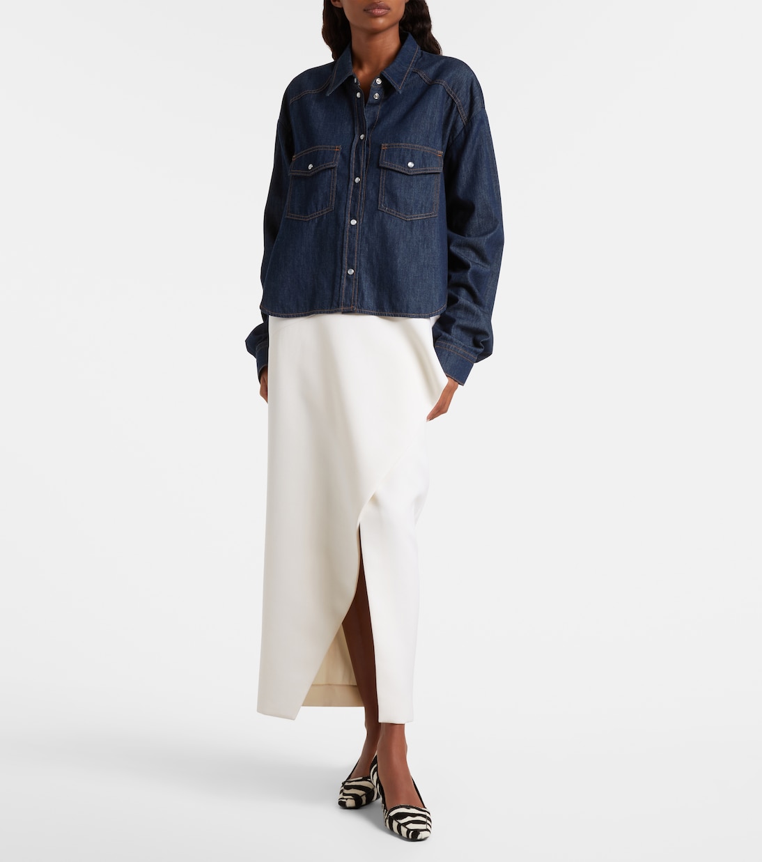Grenon asymmetric denim shirt | Khaite