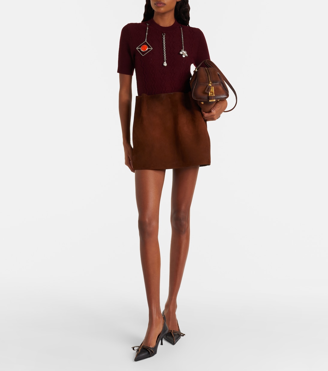 Embellished knitted virgin wool T-shirt | Prada