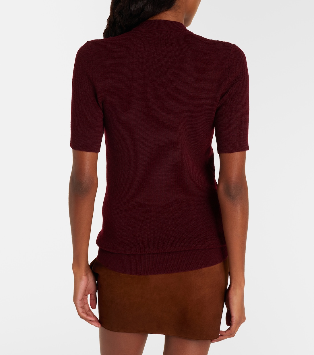 Embellished knitted virgin wool T-shirt | Prada