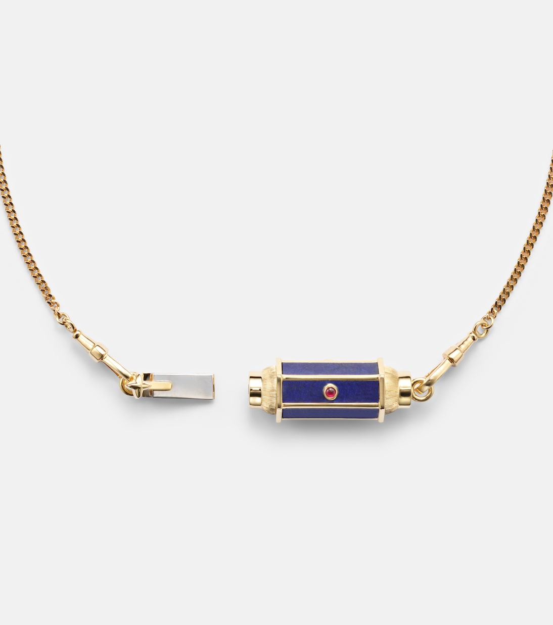 Halskette Baby Locket aus 18kt Gelbgold mit Rubinen und Lapislazuli | Marie Lichtenberg