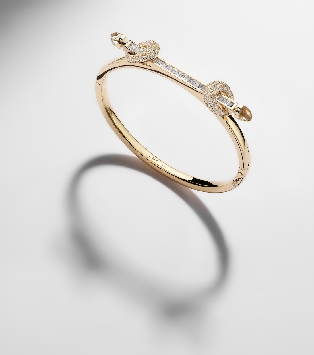 Chakra Icon 18kt gold bangle with diamonds and quartz | Ananya