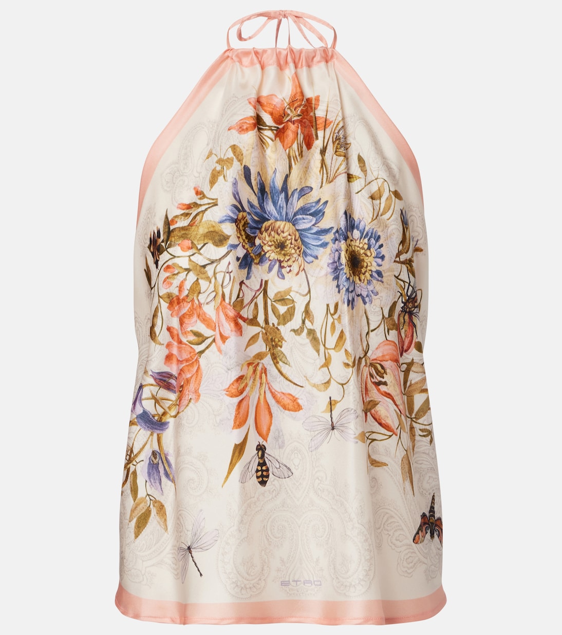 Floral halterneck open-back silk top | Etro