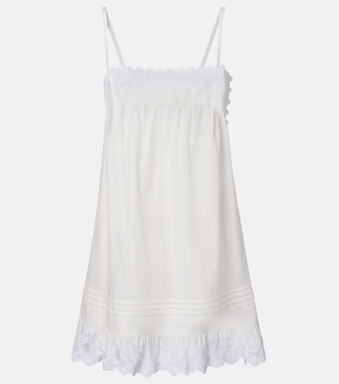Lace-trimmed cotton slip dress | Saint Laurent