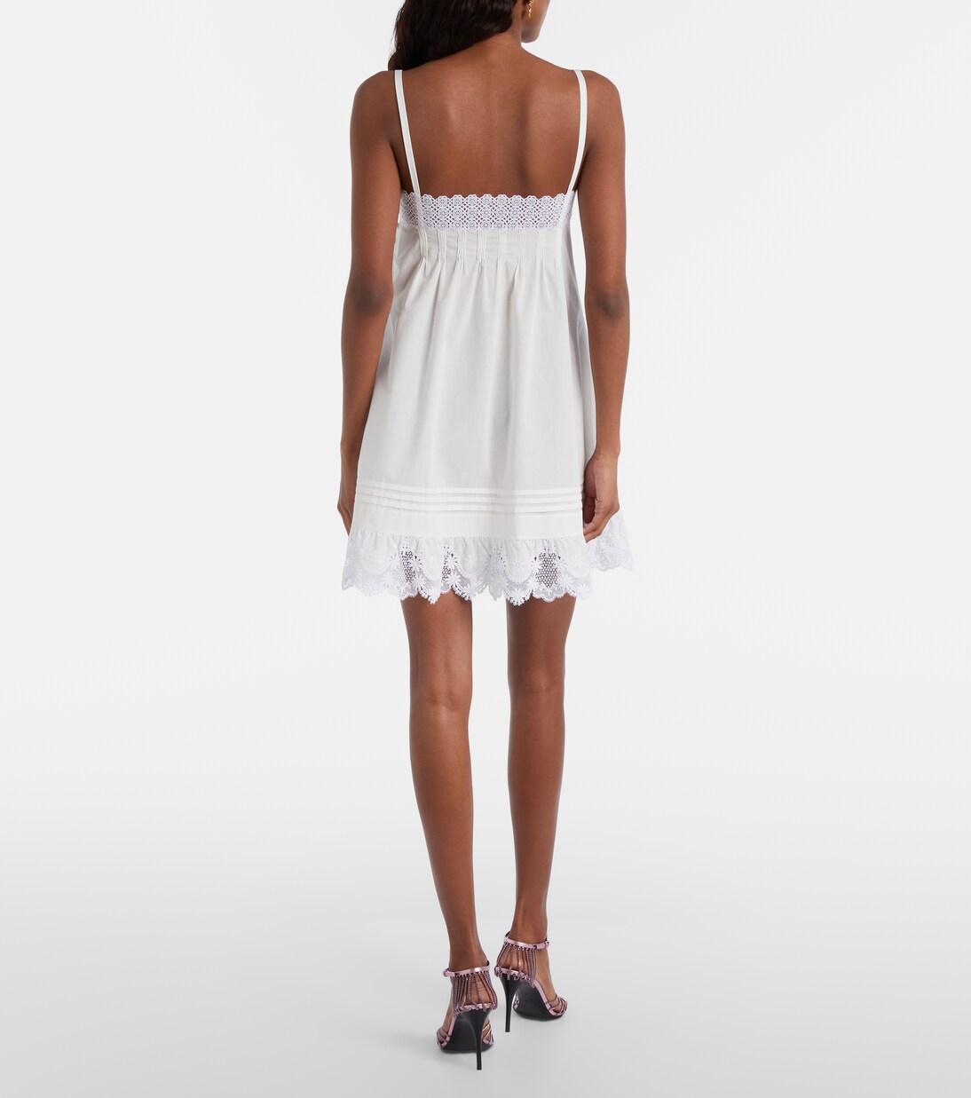 Lace-trimmed cotton slip dress | Saint Laurent