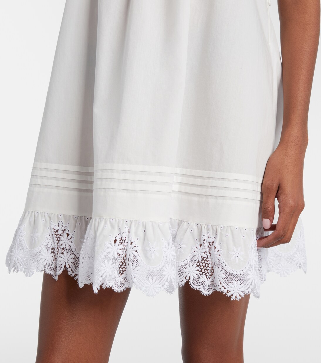 Lace-trimmed cotton slip dress | Saint Laurent