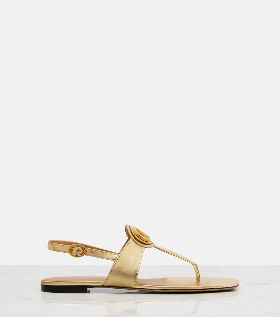 Sandalias de piel metalizada con VLogo | Valentino Garavani