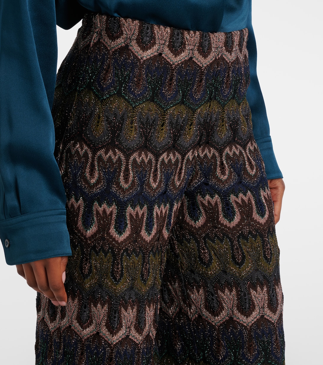 Pantalon flare intarsia en lamé | Missoni