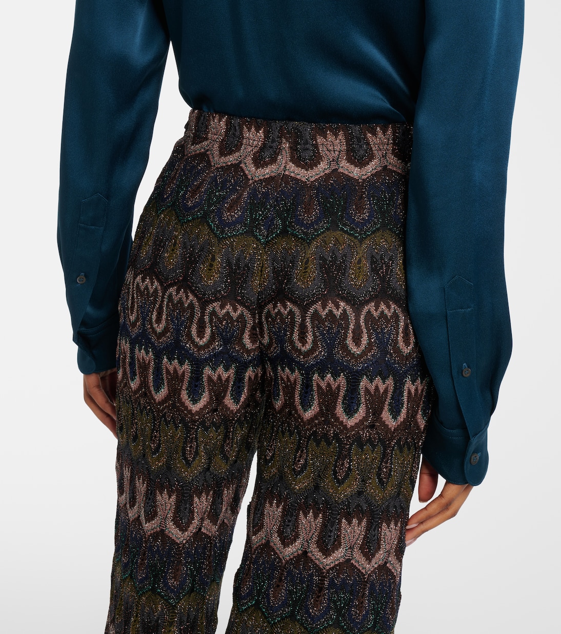 Pantalon flare intarsia en lamé | Missoni