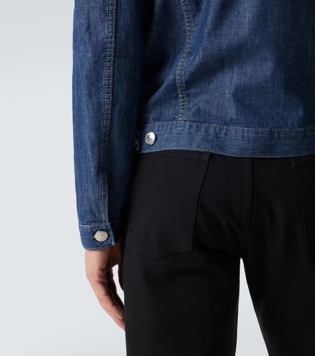 Leather-trimmed denim jacket | Brunello Cucinelli