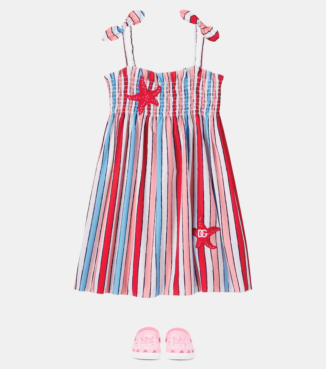Striped shirred cotton dress | Dolce&Gabbana Kids