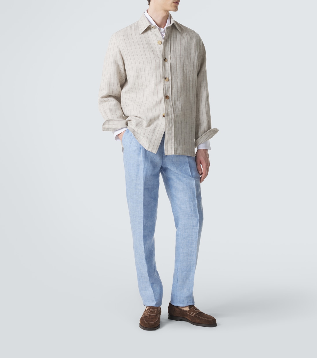 Linen slim pants | Rubinacci