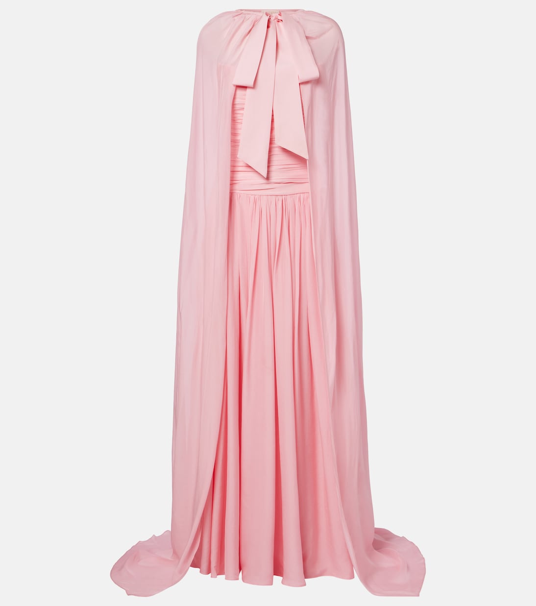 Petal Pink draped caped gown | Là Fuori