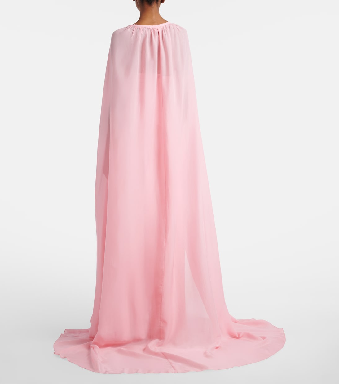 Petal Pink draped caped gown | Là Fuori