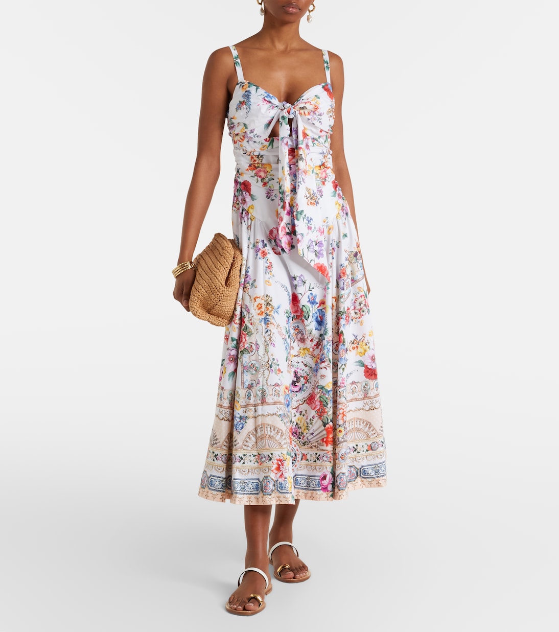 Floral cotton-blend midi dress | Camilla
