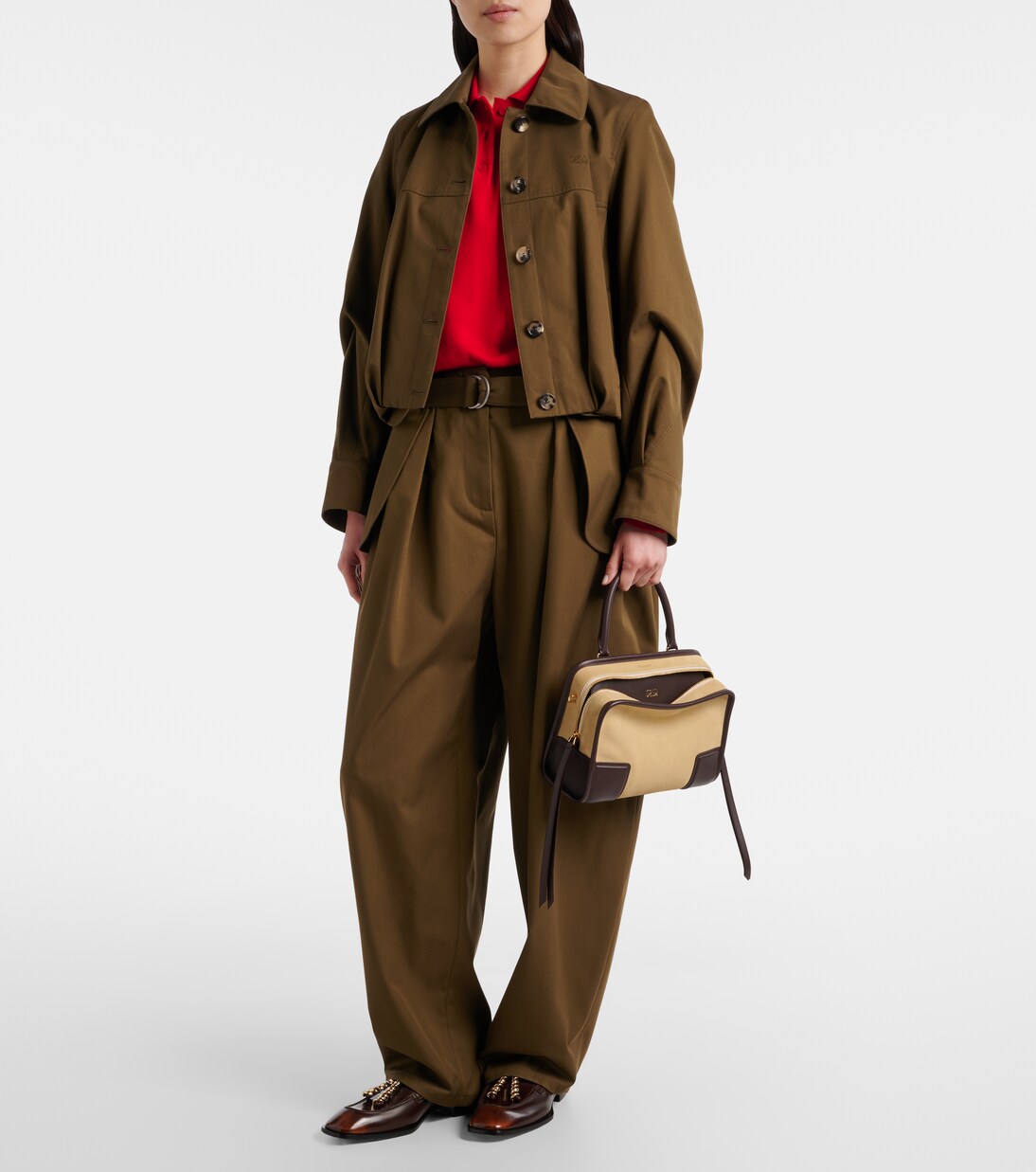 Double L cotton and silk barrel-leg pants | Loewe