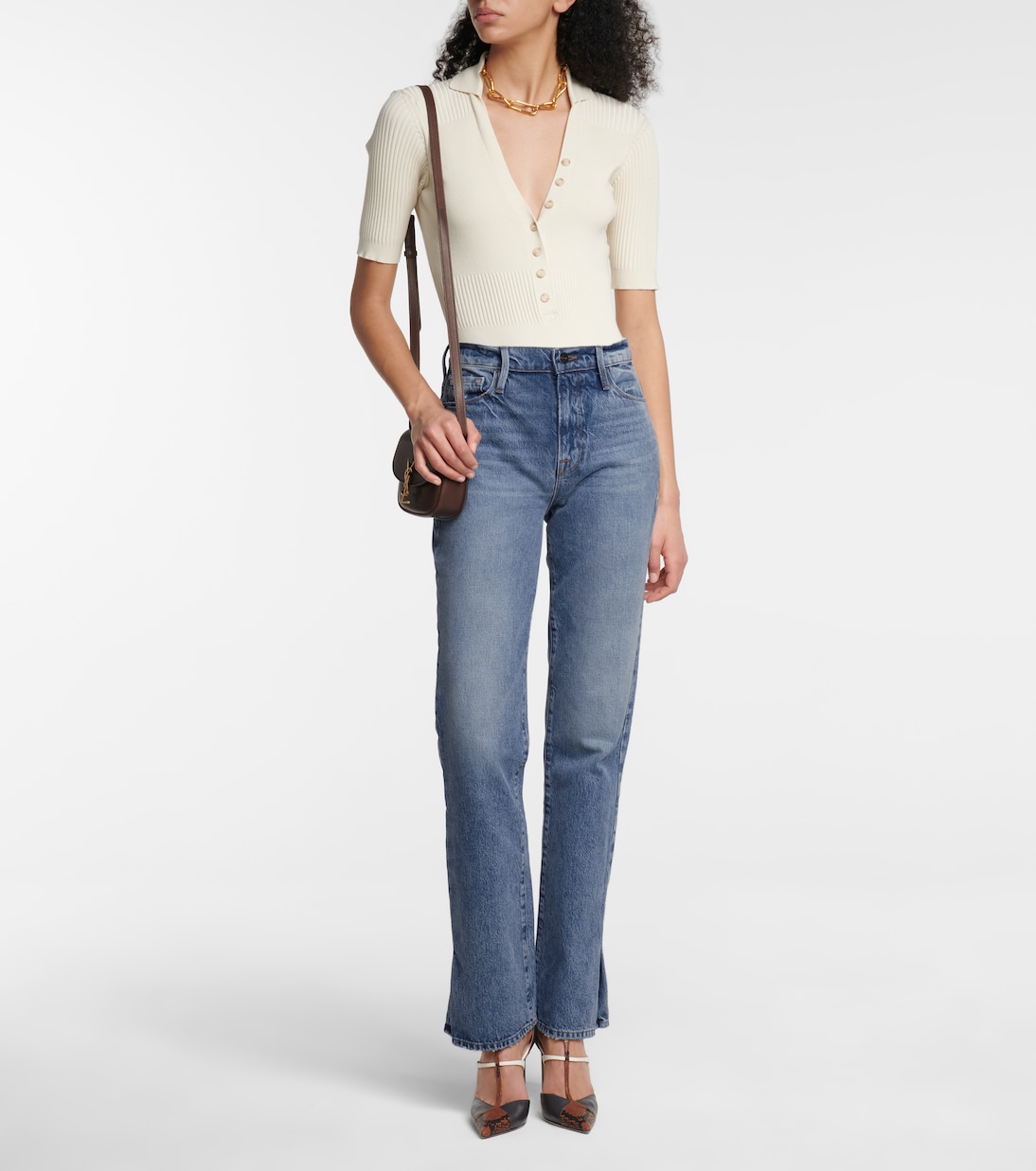 Jeans rectos Le Drew de tiro alto | Frame