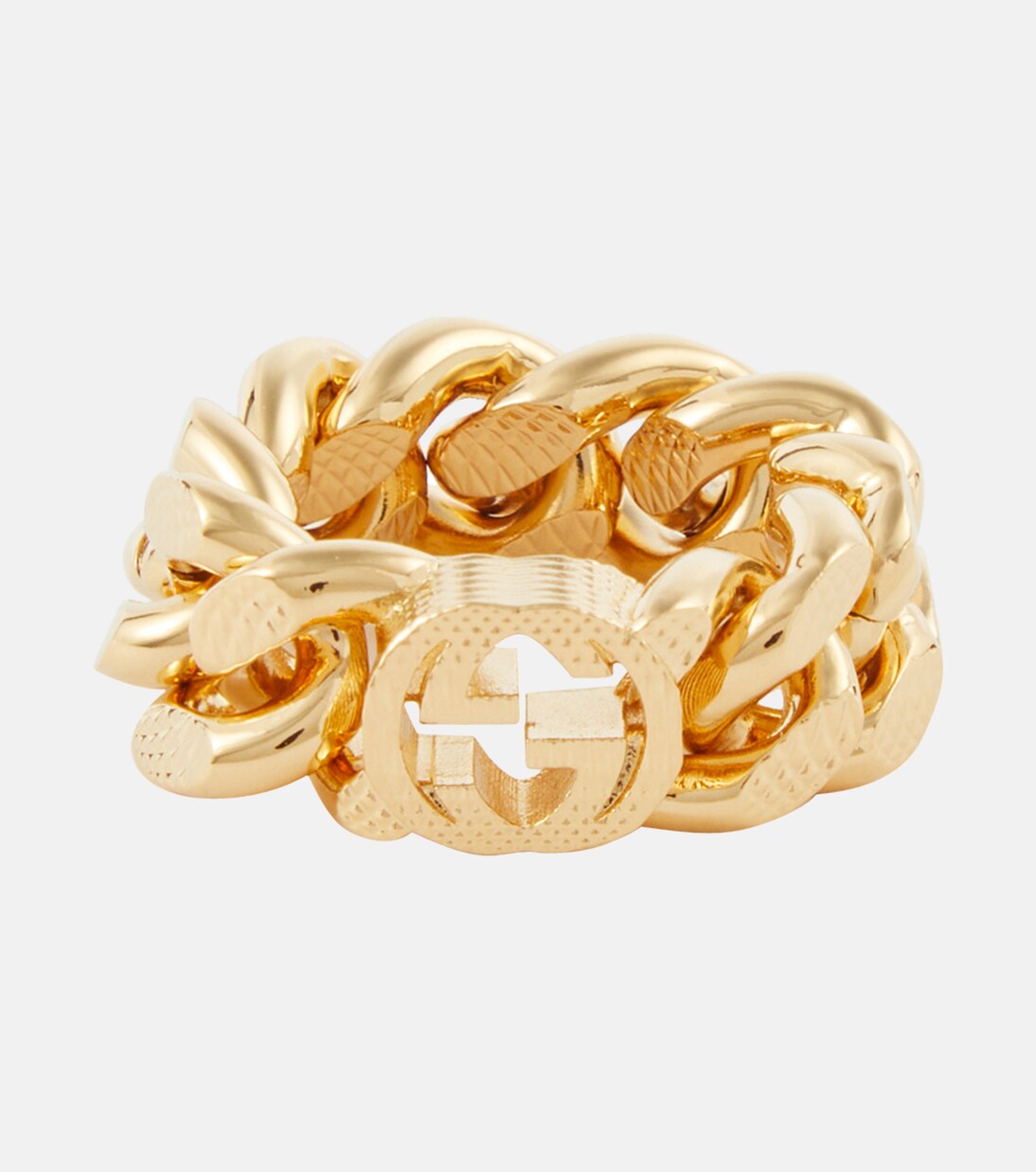 Anello GUCCI con catena intrecciata a doppia G per giovani fashion
