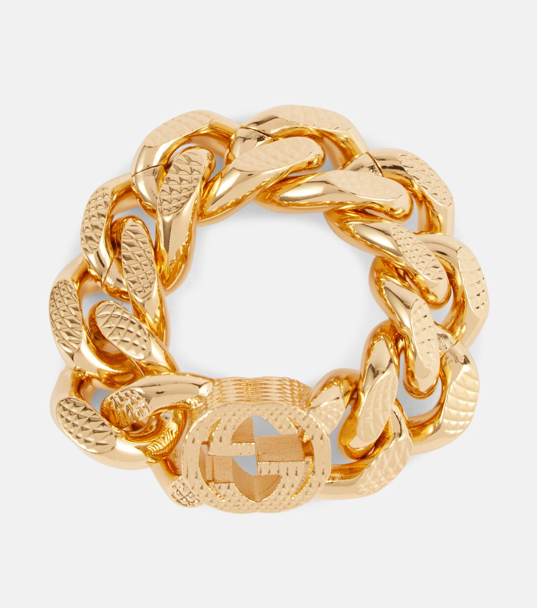 Anello GUCCI con catena intrecciata a doppia G per giovani fashion